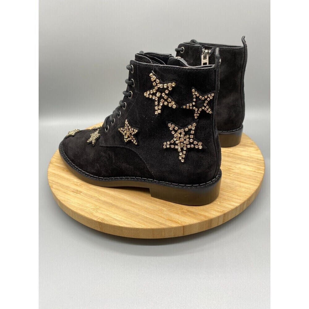 Coach Watts Star Boots Black Sued Side Zip Western Rhinestones G2313 Womens 7 B - Picture 7 of 14